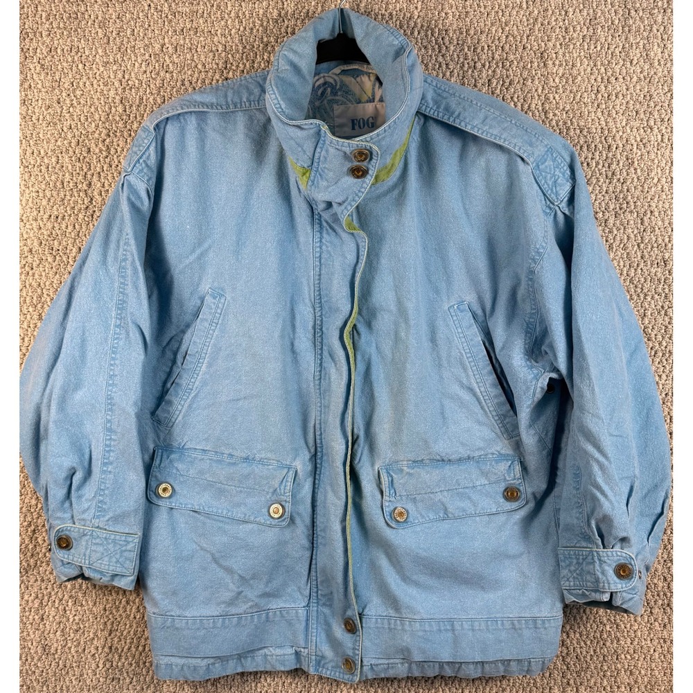 VTG London Fog FOG Jacket M Blue Nautical Lined Coastal Sailing 80s 90s